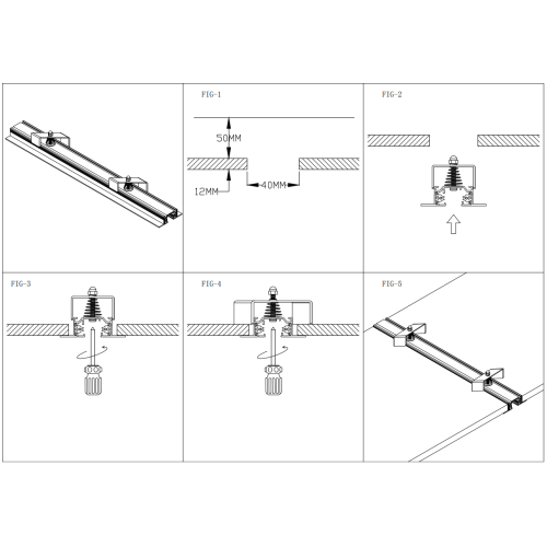 INBOUW RAIL 1-FASE VK  ZWART