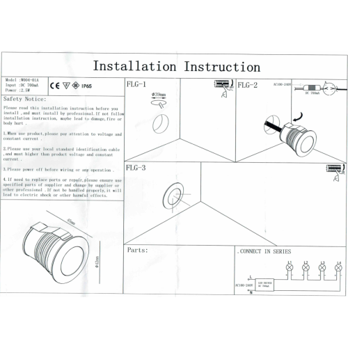 LED INB LDL-003 MAT GRIJS 1,2W 3000K 350MA