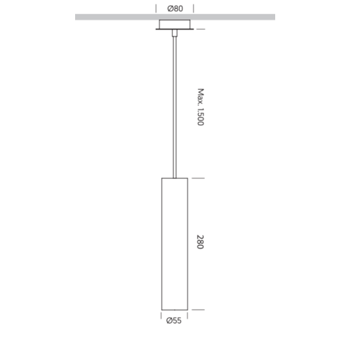 TUBE PENDANT 55 GU10 ZWART