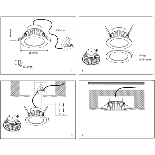 INBOUW DOWNLIGHT TAYLOR 7W 3000/4000/6500K IP44 WIT