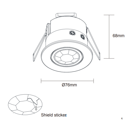 BEWEGINGSMELDER INBOUW 360° IP20 WIT