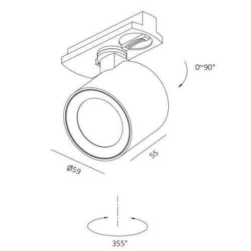 RAILSPOT 1-FASE SHORT PRO 8W 560Lm/827