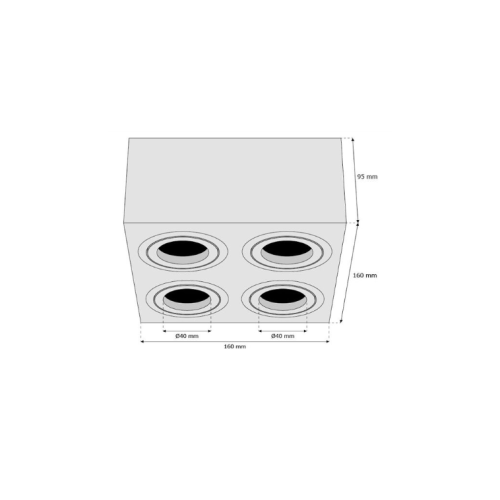 OPBOUW SPOT VIERKANT 1L, 2L EN 4L GU10