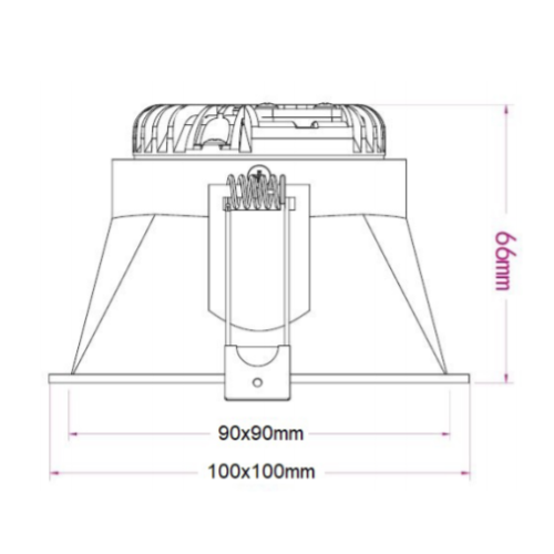 INBOUW SPOT LOUVRE VIERKANT 7W  TRIAC DIMBAAR 