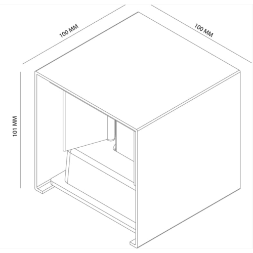 WANDLAMP CUBE LED VIERKANT 2700K 6W ZWART