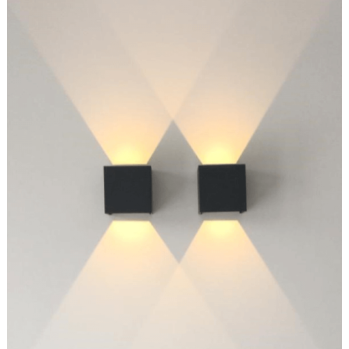 WANDLAMP CUBE LED VIERKANT 2700K 6W ZWART